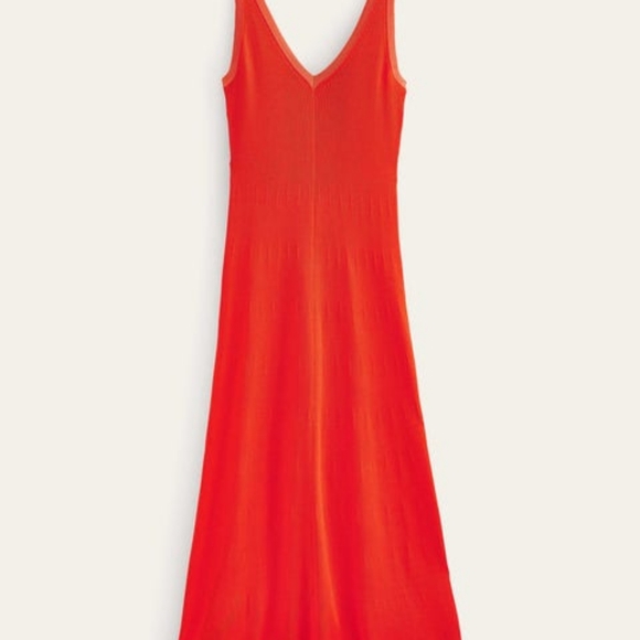 Boden V-Neck Knitted Maxi Dress Blood Orange Size 16/18 - Picture 4 of 4